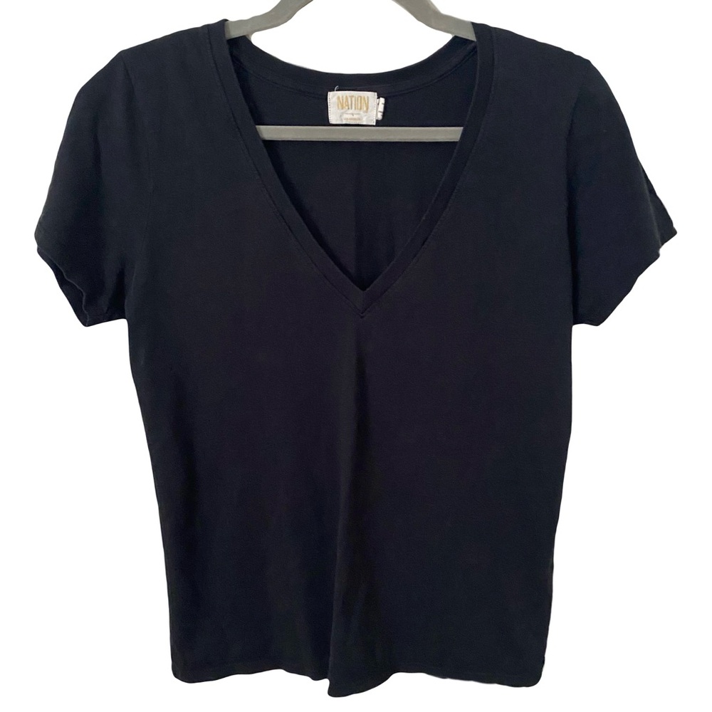 Nation LTD Black Classic Minimalist Fitted Short Sleeve T-Shirt Medium